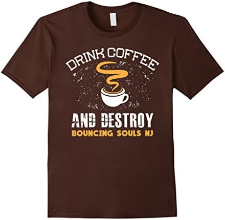 Men's Drink Coffee And Destroy Bouncing Soul Shirt Small Brown