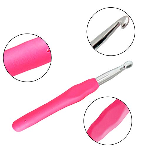 Gnognauq 6.5mm 7.0mm 8.0mm 9.0mm 10.0mm Soft Lighted Crochet Hooks, Handle Aluminum Crochet Hooks Set for Knitting - Thumbnail 3