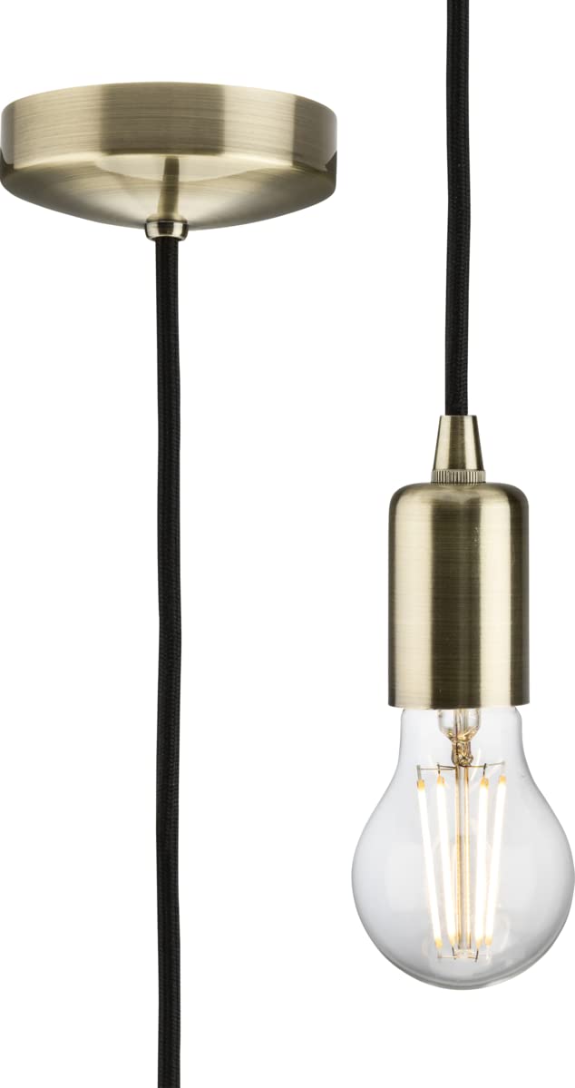 Knightsbridge 1.8m E27 Contemporary Pendant Set - Antique Brass, (8270L)
