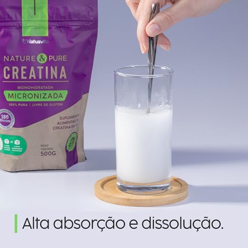 Creatina Pura 500g Monohidratada Micronizada à 180 mícrons. 101% de Pureza em Laudo. Livre de Metais Pesados