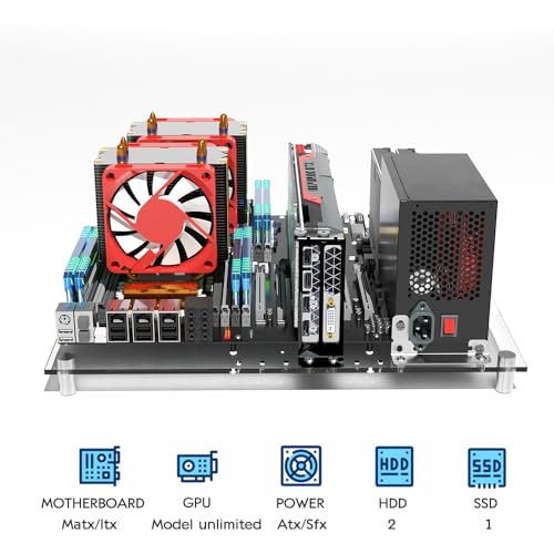 DIY Acrylic Open Frame PC Case for MATX, ITX Motherboards – Gaming & Test Bench Rack for PC Builds