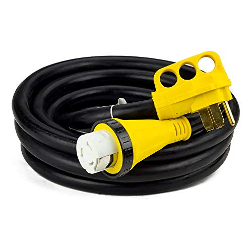 Trek Power RV Extension Cord 50Amp 30FT For Trailer Motorhome Camper with Grip Handle Plug, Locking Connector, Black