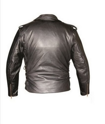Men's Basic Premium Buffalo Leather Motorcycle Jacket w/ zipout liner & side lace in Antique hardware AL 2022-60