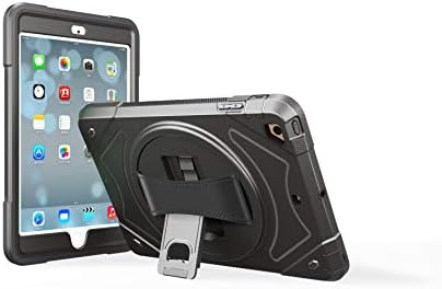 Moona iPad Mini 1 2 3 Case Hybrid Full Body 3 Layer Armor Protective Shockproof iPad Case Cover with Hand Grip and Rotating Kickstand for Apple iPad Mini 1 2 3 with Retina (Black)