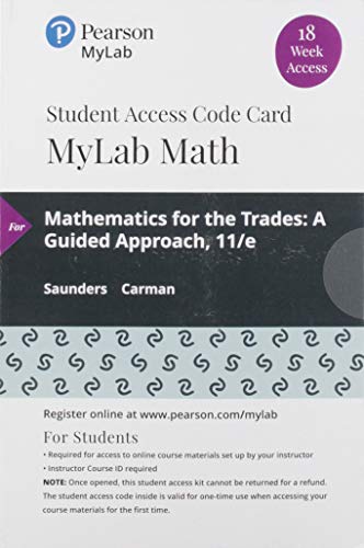 Mathematics For Trades Mylabmath+Etext