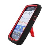 Eagle Cell PAPNP8010SPSTRDBK Advanced Rugged Armor Hybrid Combo Case with Kickstand for Pantech Flex P8010 - Retail Packaging - Red/Black