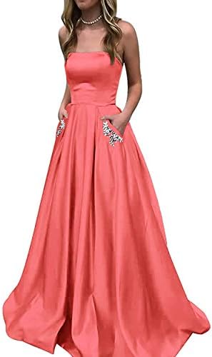MYDRESS Women's Strapless Prom Dresses Long W A-Line Evening Gown