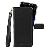 Doormoon Samsung Galaxy S8 plus Detachable Leather Wallet Case with Magnetic Bumper Cover Built-in Stand 3 Card Slots and Wrist Strap (Black)