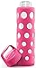 Ello Pure Glass Water Bottle with Silicone Sleeve, 20 oz, Pink Fizz
