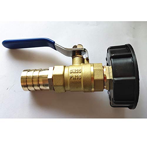 IBC Tank Adapter IBC Tote Tank Drain Adapter S60X6 to Brass Garden Tap with 1" Hose Fitting Oil Fuel Water