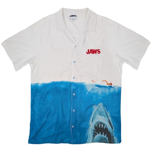 Ripple Junction Jaws Movie Poster Camp Collar Men's Button Down Shirt Multi-Color X-Large at Amazon