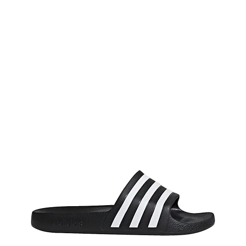 adidas unisex adult Adilette Aqua Slide Sandal, Black/White/Black, 11 Women Men US