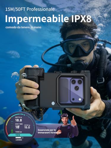 Focusor Waterproof Case 15 m [Universal] Smartphone Compatible with Bluetooth IPX8 Professional Underwater Cover Dry Bag for iPhone Samsung Huawei XiaoMi Oppo Vivo Android 4.7-6.9 Inch Black | Compatibile con Smartphone 4.7-6.9'',IPX8 Cover Subacquea Professionale,Asciutta Bors,iPhone Samsung Google XiaoMi Huawei ecc