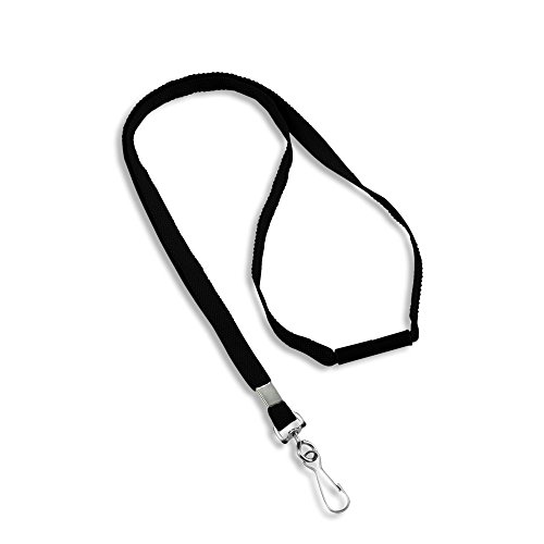 25 Pack - Blank Flat Woven Lanyard with Breakaway Release - Black - Swivel Hook