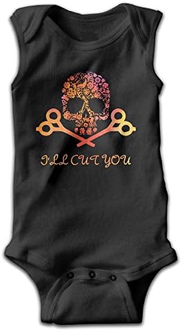 Honeykid Baby Kids I'll Cut You! Hair Stylist Skull Sleeveless Onesies Romper Black