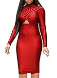 Miusol® Women's Sexy High Collar Long Sleeve Fitted Casual Bodycon Dress