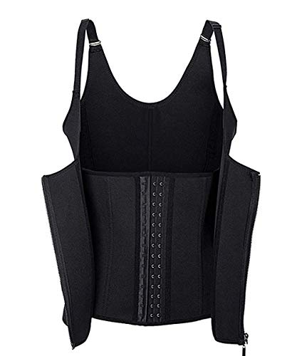 TINGLU Waist Trainer Corset for Women Weight Loss, Adjustable Straps Neoprene Waist Cincher with 3 Rows of Hooks and Zipper for Double Tummy Tontrol（Black2，S - Thumbnail 3