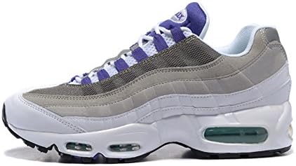 Air Max 95 No-Sew Men Round Toe Synthetic Running Shoe Purple Gray White 8 D(M) US=41EU