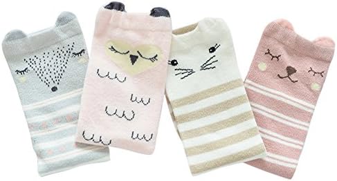 dragonaur 4 Pairs Baby Boys Girls Cartoon Animal Cotton Breathable Tube Socks
