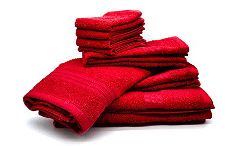 Bassetti Set of 10 Terry Towels 100% Cotton (rosso)