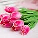 Shallylu 12Pcs Artificial Tulip Real Touch Tulip Flowers Fake Silk Flowers for Vases Wedding Home Room Party Decoration (Pink)