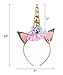 Gold Glitter Unicorn Horn Headband with Hair Clip, Flowers Ears Headbands for Party Decoration or Cosplay Costume