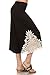 HEYHUN Women's Solid Tie Dye Wide Leg Flared Capri Boho Gaucho Pants w/Lace Detail