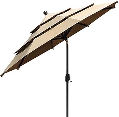 Amazon Com Eliteshade Sunbrella 9ft 3 Tiers Market Umbrella Patio Outdoor Table Umbrella With Ventilation And 5 Years Non Fading Top Heather Beige Garden Outdoor