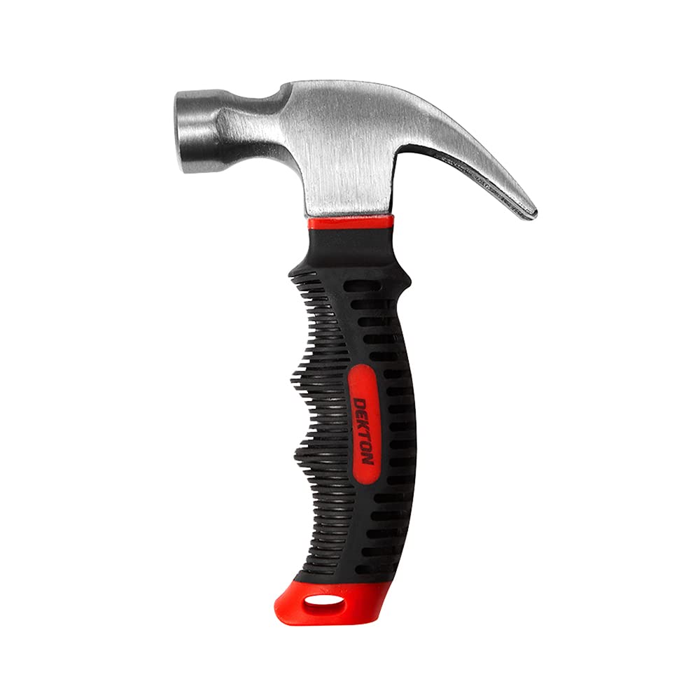 Dekton 8oz Stubby Claw Hammer - Durable Carbon Steel With Polished Finish| Comfortable Groove Cushion Handle| Magnetic Nail Starter| Fibre Glass Core For Shock Absorption| Lightweight| Strong Claw