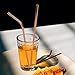 Annvchi Eco Friendly Utensils Set - Reusable Silverware Set with Case - 8 Pieces Including Knife Fork Spoon Chopsticks Straws Brush and Carrying Case, Reusable Silverware Set to Go (Rose Gold)