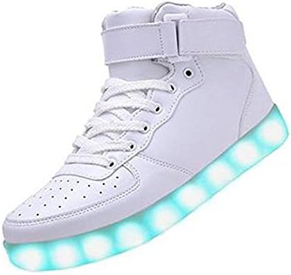 luckfugui Men Women Boy Girl High Top USB LED Light Shoes Flashing Sneakers Kjwh45