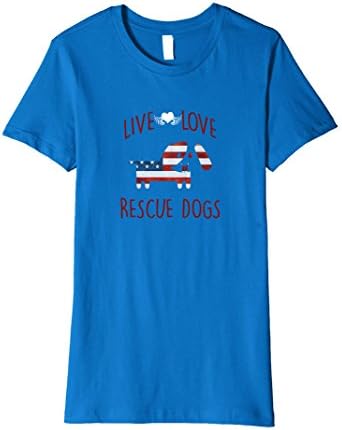 Women's Live Love And Rescue Dogs T-shirt Adopt US Flag Tee Gift Small Royal Blue