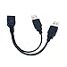 CY USB 2.0 A to Dual A Male Extra Power Data Y Extension Cable for 2.5