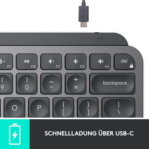 Logitech MX Keys Mini Kabellose Tastatur, Kompakt, Bluetooth, Hintergrundbeleuchtung, USB-C, Kompatibel mit Apple macOS, iOS, Windows, Linux, Android, Metallgehäuse - Dunkelgrau 10