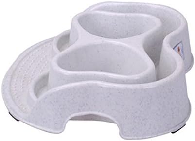 Sroute Heart-Shaped Termte Pet Food Bowl,Double Bowl,3 Size (S)