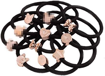 Casualfashion 20Pcs New Korean Fashion Women Hair Accessories Cute Black Elastic Hair Bands girls Hairband Hair Rope Rubber Band