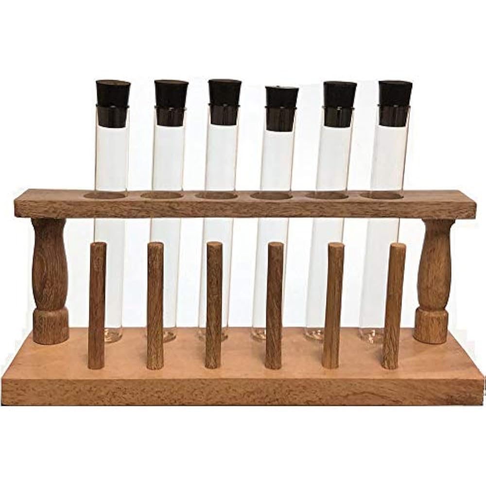 20x150mm Glass Test Tube Set With Rubber Stoppers And Wood Rack, 6