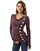 PattyBoutik Mama Cowl Neck Buttons Maternity Tunic Top (Heather Burgundy Large)