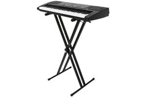 Kuyal Keyboard Stand Adjustable Metal Double-X Electronic Piano Stand Music Keyboard Rack With Locking Straps