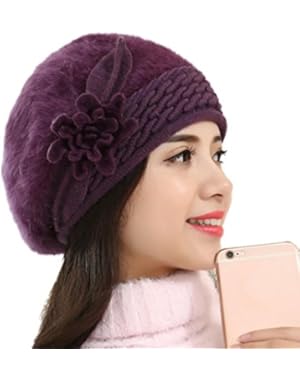 Winter Hat, Saingace Women Fashion Warm Flowers Knit Crochet Slouch Cap