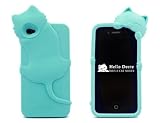 Cute Lovely Face Shy Kiki Cat Soft Case Cover For Apple iPhone 5 5S 5G (Mint)