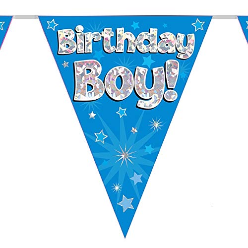 Birthday Boy Blue Birthday Party Flag Banner Bunting Age