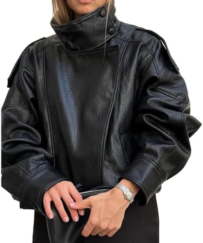 Bow Leather Jacket，Retro Bow Print PU Leather Coat Women Korean