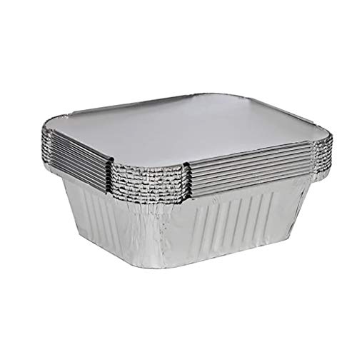 Zcuhen Aluminum Foil Pans with Lids, Baking Pans, 50 Pack Square Disposable Takeout Containers with Foil Lids, Food Containers for Baking, Cooking, Heating, Storing, Prepping Food
