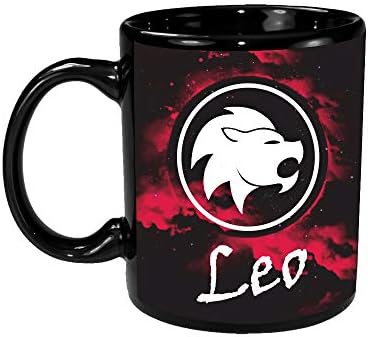 Ezellohub Leo Printed Coffee Mug Zodiac Sign Ceramic Black Printed Mug