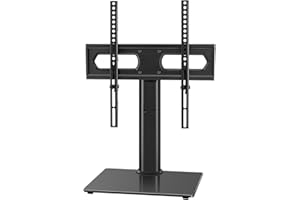 KKTONER Universal TV Stand Table Top TV Stand for 27 to 65 inch Height Adjustable TV Stand Mount with Tempered Glass Base LED tvs Max VEAS 400mm Hold up 77LBs