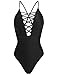 Ekouaer Womens One Piece Swimsuit Sexy Hollow Out V Neck Cross Back Monokini