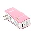 Pisen 5000mAh Power Bank with Foldable AC Plug 1A/2A for iPhone, iPad, Samsung and More (Pink)