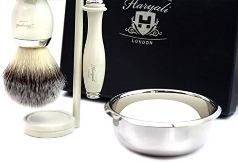 5 Pieces Ivory Colour Resin Made Men's Shaving Set including Precision Triple Edge Cartridge Compatible Head Razor with Synthetic Hair Brush.Gift Set for HIM - Image 4