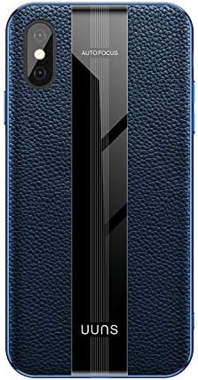 FUZVOL Genuine Leather Phone Case for iPhone Xs MAX, Premium Leather Cases Compatible with iPhone Xs MAX Smartphone, Shockproof Protective Hard Back Cover for iPhone Xs MAX Blue